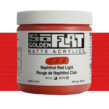 GOLDEN SoFlat Matte Acrylic - Naphthol Red Light, 16oz Jar