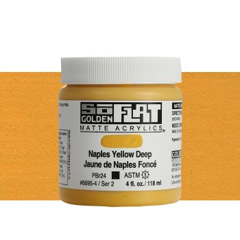 GOLDEN SoFlat Matte Acrylic - Naples Yellow Deep, 4oz Jar