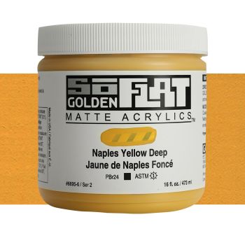 GOLDEN SoFlat Matte Acrylic - Naples Yellow Deep, 16oz Jar