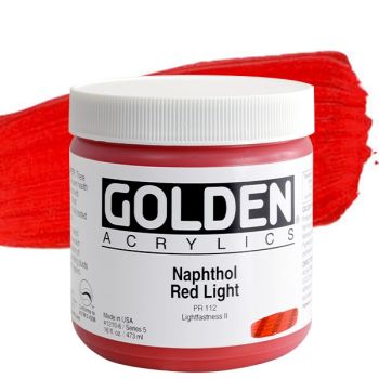 GOLDEN Heavy Body Acrylics - Naphthol Red Light, 16oz Jar