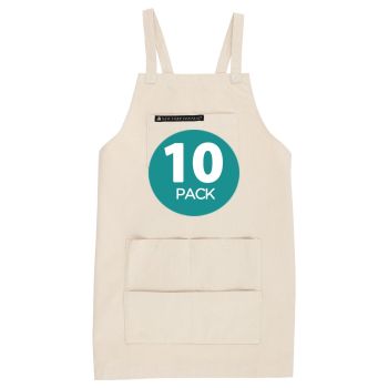 New York Central Professional Cross-Back Apron Natural 10 Pack