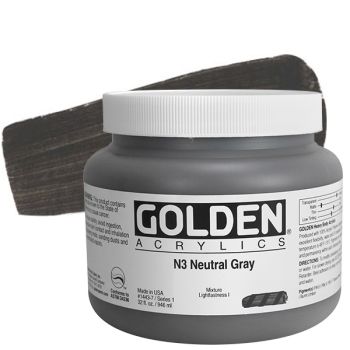 GOLDEN Heavy Body Acrylics - Neutral Grey No. 3, 32oz Jar