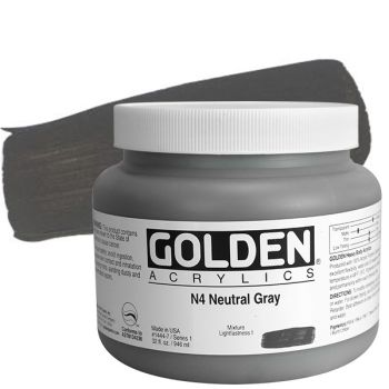 GOLDEN Heavy Body Acrylics - Neutral Grey No. 4, 32oz Jar