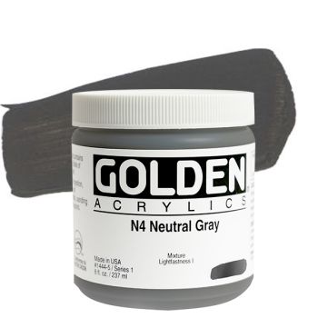GOLDEN Heavy Body Acrylics - Neutral Grey No. 4, 8oz Jar