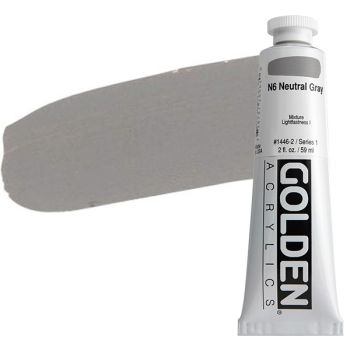GOLDEN Heavy Body Acrylics - Neutral Grey No. 6, 2oz Tube