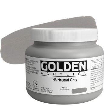 GOLDEN Heavy Body Acrylics - Neutral Grey No. 6, 32oz Jar
