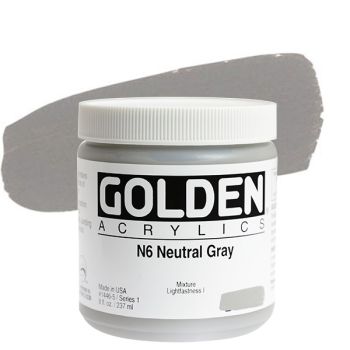 GOLDEN Heavy Body Acrylics - Neutral Grey No. 6, 8oz Jar