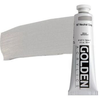 GOLDEN Heavy Body Acrylics - Neutral Grey No. 7, 2oz Tube