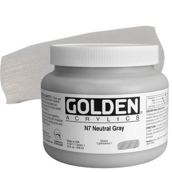 GOLDEN Heavy Body Acrylics - Neutral Grey No. 7, 32oz Jar