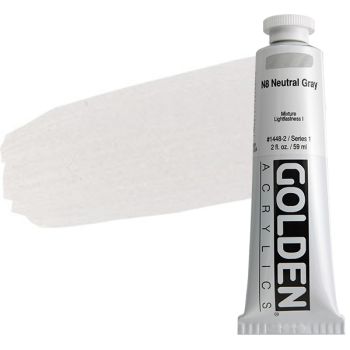 GOLDEN Heavy Body Acrylics - Neutral Grey No. 8, 2oz Tube