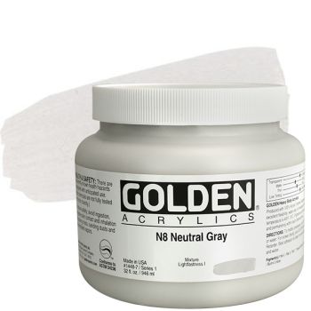 GOLDEN Heavy Body Acrylics - Neutral Grey No. 8, 32oz Jar