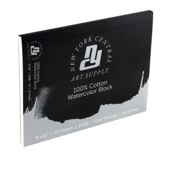 New York Central Watercolor Block 140lb Cold Press - 9" x 12" (20 Sheets)