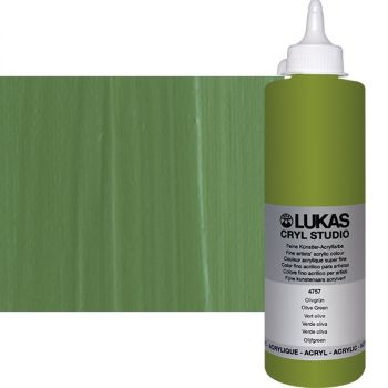 LUKAS CRYL Studio Acrylic Paint - Olive Green, 500ml Bottle