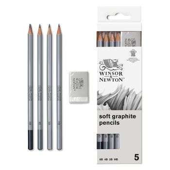 Winsor & Newton Studio Graphite Pencil Set, Pack of 5 (Soft)