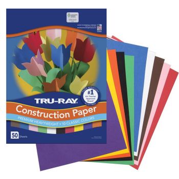 Pacon Tru-Ray Construction Paper 9x12", 50 Pack, Assorted Colors