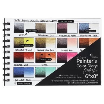 Painter’s Color Diary 6” x 8” Metallic Watercolor Swatch Pad