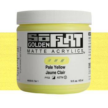 GOLDEN SoFlat Matte Acrylic - Pale Yellow, 16oz Jar