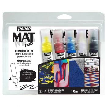 Pebeo Mat Pub Acrylic Liners Discovery Set of 5 (30ml)