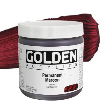 GOLDEN Heavy Body Acrylics - Permanent Maroon, 16oz Jar