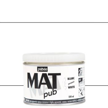 Pebeo Acrylic Mat Pub 500ml - Permanent White