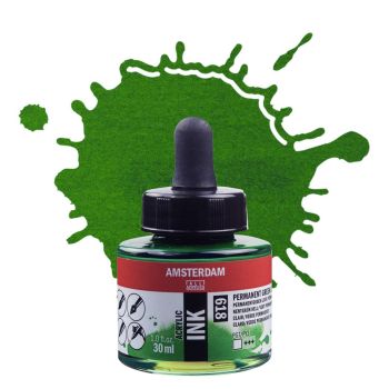 Amsterdam Acrylic Ink - Permanent Green Light, 30ml