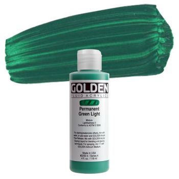 GOLDEN Fluid Acrylics Permanent Green Light 4 oz