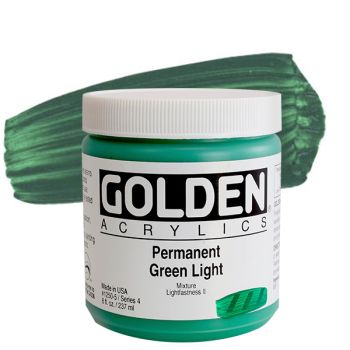 GOLDEN Heavy Body Acrylics - Permanent Green Light, 8oz Jar