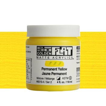GOLDEN SoFlat Matte Acrylic - Permanent Yellow, 4oz Jar
