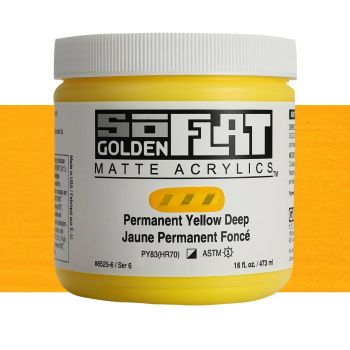 Golden SoFlat Matte Acrylic 16 oz Permanent Yellow Deep