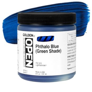 GOLDEN Open Acrylic Paints Phthalo Blue (Green Shade) 8 oz