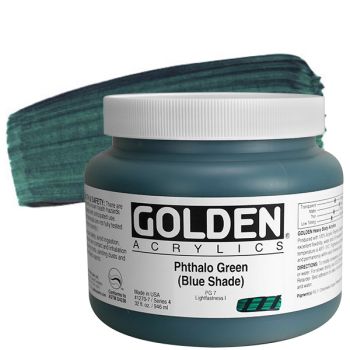 GOLDEN Heavy Body Acrylics - Phthalo Green (Blue Shade), 32oz Jar