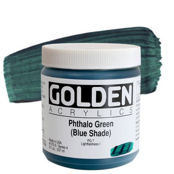 GOLDEN Heavy Body Acrylics - Phthalo Green (Blue Shade), 8oz Jar