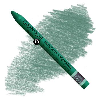  Caran d'Ache Neocolor II Water-Soluble Wax Pastels - Phthalo Green, No. 710 (Box of 10)