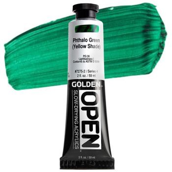 GOLDEN Open Acrylic Paints Phthalo Green (Yellow Shade) 2 oz