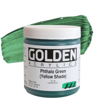 GOLDEN Heavy Body Acrylics - Phthalo Green (Yellow Shade), 8oz Jar