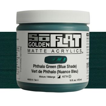 Golden SoFlat Matte Acrylic 16 oz Phthalo Green (Blue Shade)