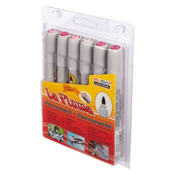 Marvy Uchida Le Plume 3000 Permanent Brush Tip Markers (Set of 6) Pinks