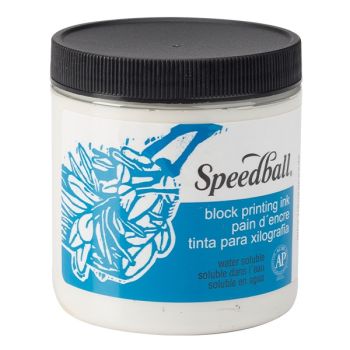 Platinum White 8oz Water Soluble Speedball Block Printing Ink 