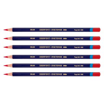 Derwent Inktense Pencil Box of 6 No. 0400 - Poppy Red