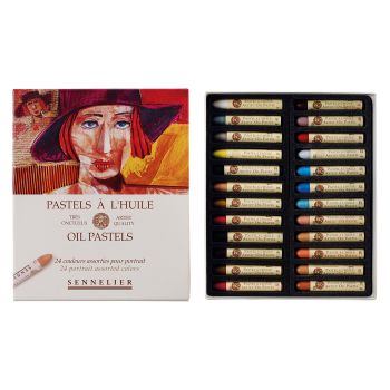 Sennelier Oil Pastels Set of 24 Portrait Colors Cardboard Box Standard
