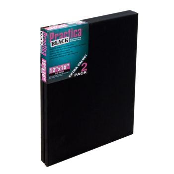 Practica Stretched Canvas 12x12" Set of 2  - Black