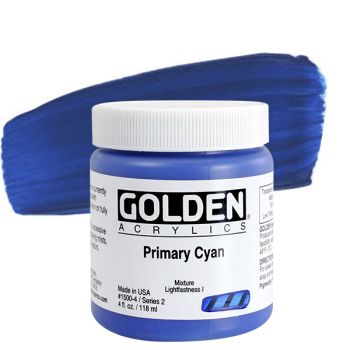 GOLDEN Heavy Body Acrylics - Primary Cyan, 4oz Jar