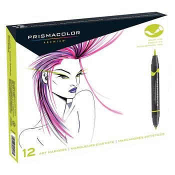 Prismacolor Double-Ended Brush Tip Markers Set of 12 Primary/Secondary Colors