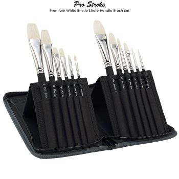 Pro Stroke Premium White Bristle Short Handle Brushes