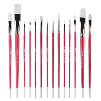 Pro White Long Handle Premium Artist Brushes Value Set Of 14