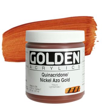 GOLDEN Heavy Body Acrylic 8 oz Jar - GOLDEN Heavy Body Artists' Acrylics Quinacridone / Nickel Azo Gold 8 oz