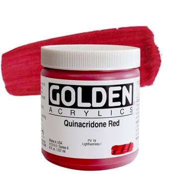 GOLDEN Heavy Body Acrylics - Quinacridone Red, 8oz Jar