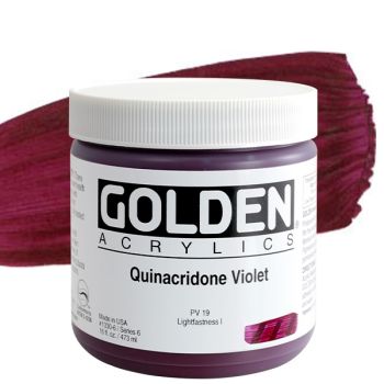 GOLDEN Heavy Body Acrylics - Quinacridone Violet, 16oz Jar