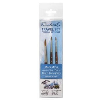 Mini Travel Brush Set of two Rounds and a Flat