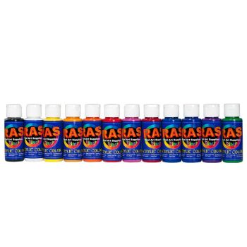 RAS Acrylic Paint for Kids Set of 12 2 oz. Bottles - Basic Colors